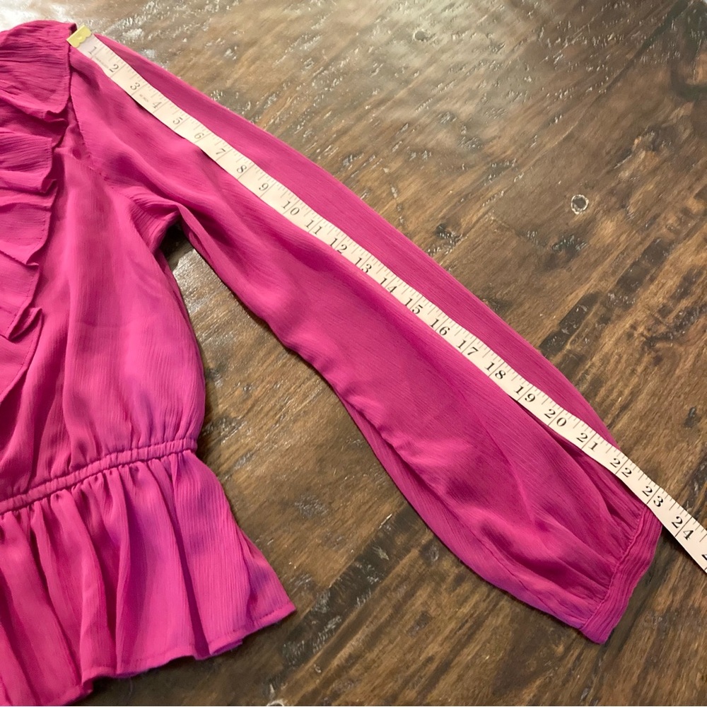 Fuchsia Pink Ruffle Top Blouse Size S - M Small Medium - Picture 7 of 11